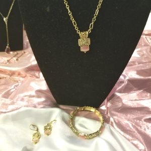 Pink earrings and necklace